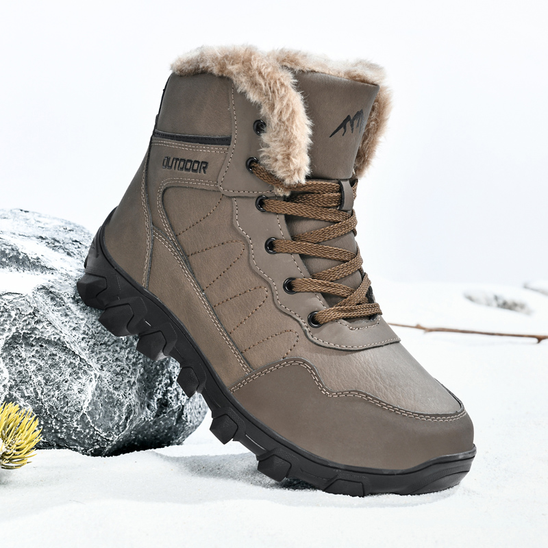 Men Shoes Type - メンズウィンターブーツ暖かい防水滑り止めぬいぐるみスニーカーシューズ - 冬用スリッパ男性テニスブーツ
