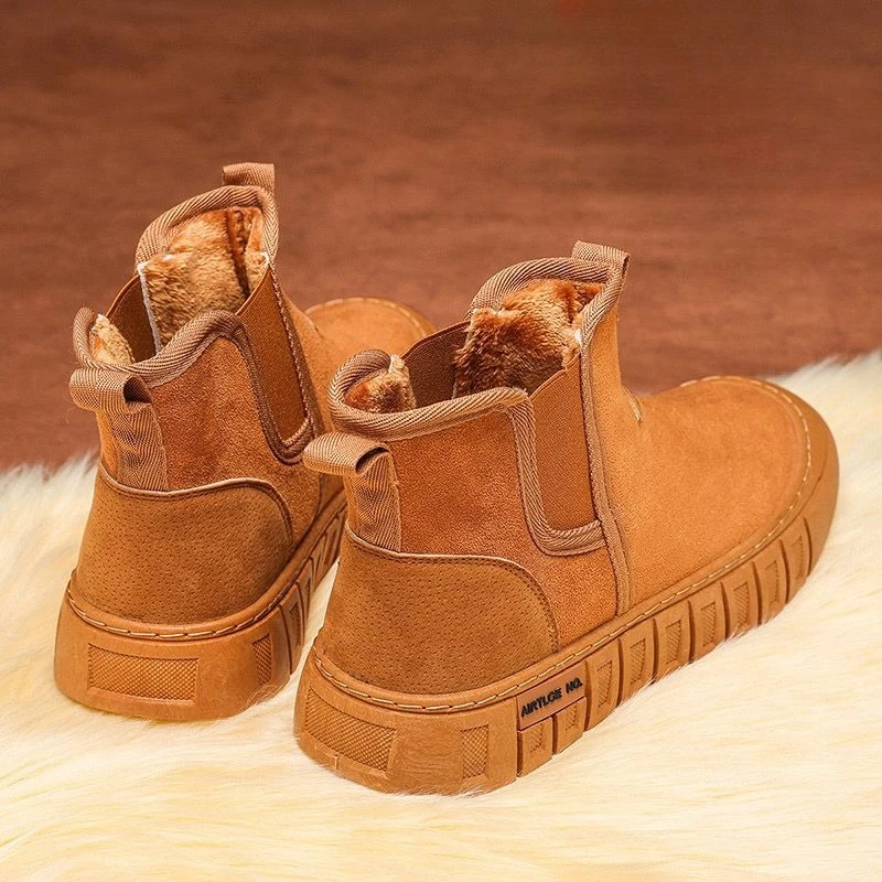 Men Shoes Online - ​ メンズ雪上冬用暖かいミッドカーフファー裏地付き厚手滑り止めノースイーストスタイルコットンシューズ ​