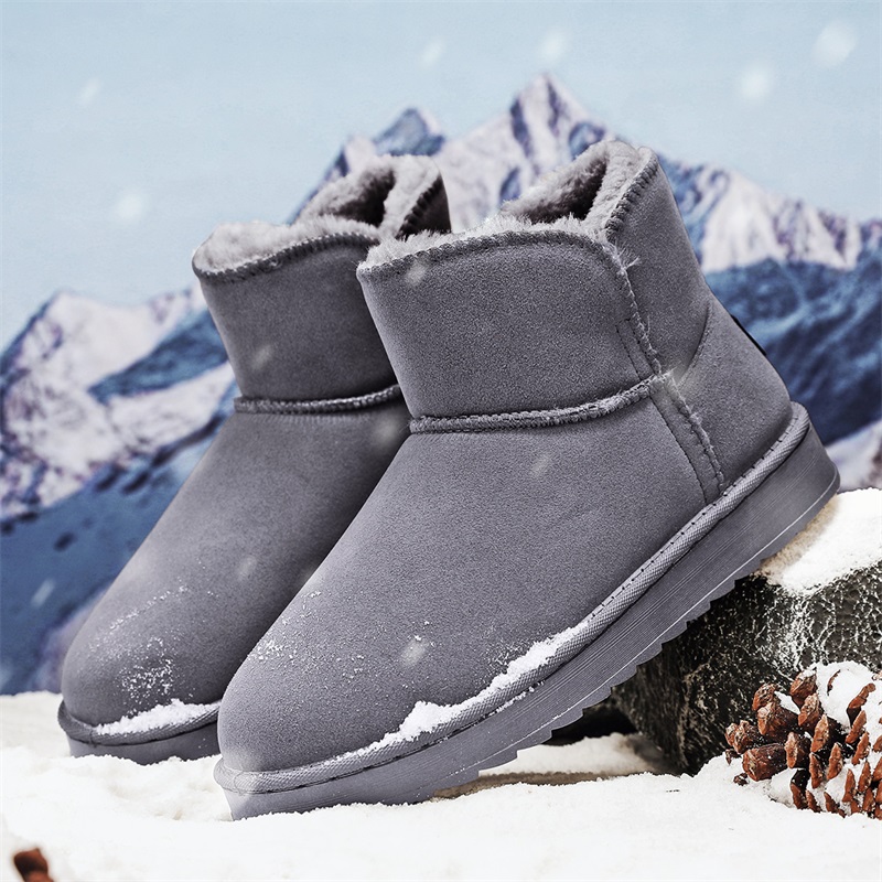Men Shoes Online - 冬用カップルブレッドスタイルスノーブーツ、フリース裏地付き暖かいコットンシューズ、ファー一体型滑り止め耐摩耗性アウトドアスノーブーツ