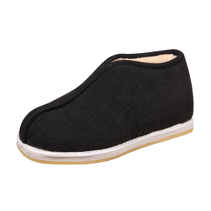 冬用北京布製スリッパ – 暖かいフリース裏地付き黒スリッポン - Men Shoes Online のレビューと価格