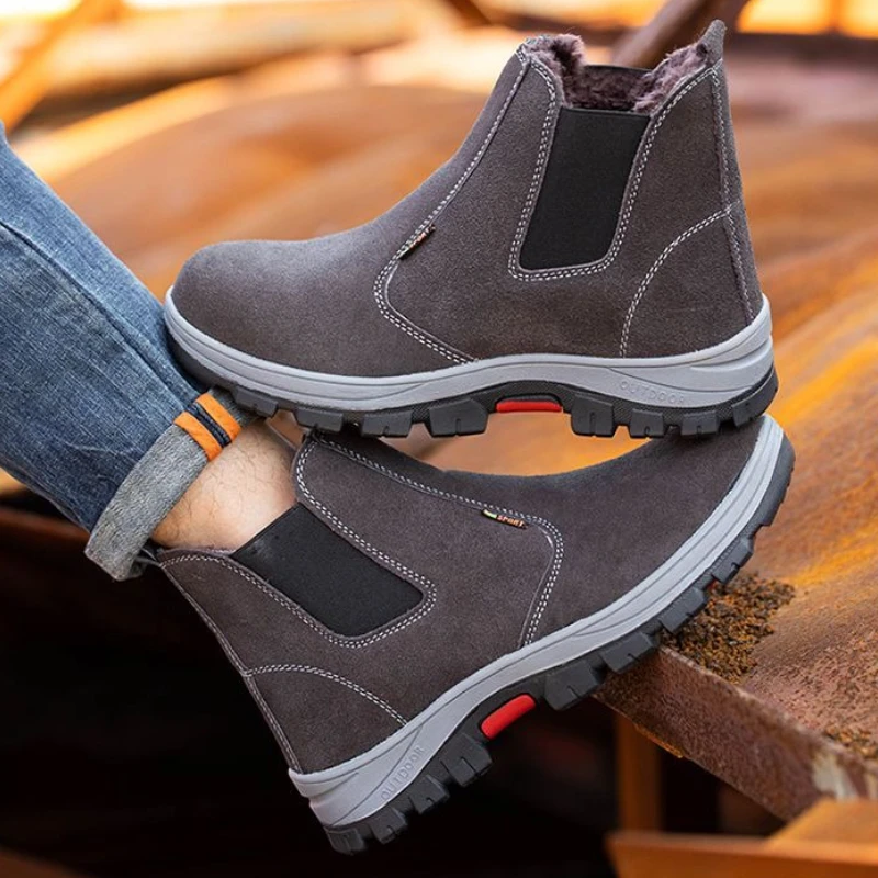 メンズ冬用暖かい厚手フリース裏地付き牛革ハイカット耐衝撃耐穿 - Men Shoes Online のレビューと価格