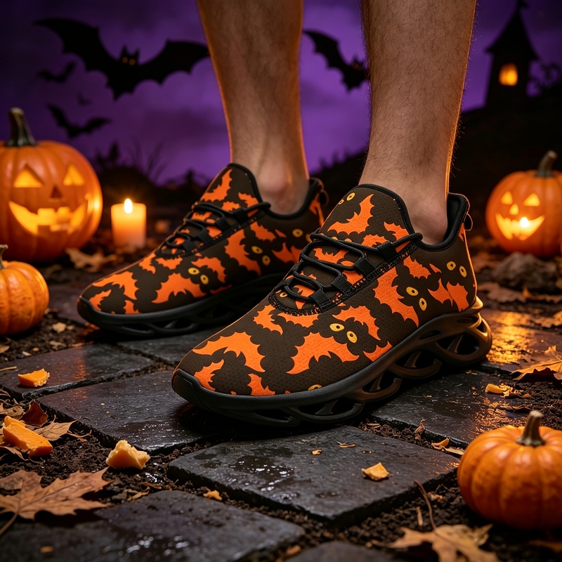レディース メンズ ハロウィン限定版 黒とオレンジのコウモリ - Men'S Shoes Limited Edition のレビューと価格