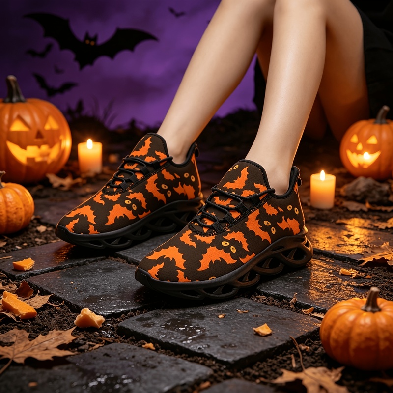 レディース メンズ ハロウィン限定版 黒とオレンジのコウモリ - Men'S Shoes Limited Edition のレビューと価格