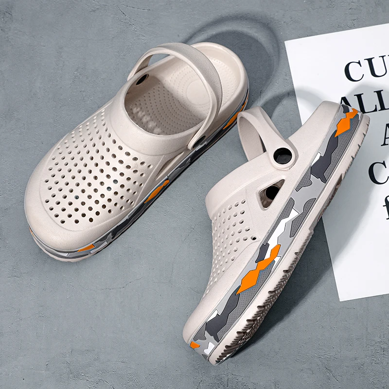 夏の男性の靴下駄スリッパ男性ガーデンフラットサンダルプラット - Men Shoes Type のレビューと価格