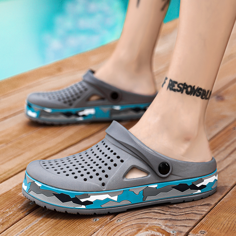 夏の男性の靴下駄スリッパ男性ガーデンフラットサンダルプラット - Men Shoes Type のレビューと価格
