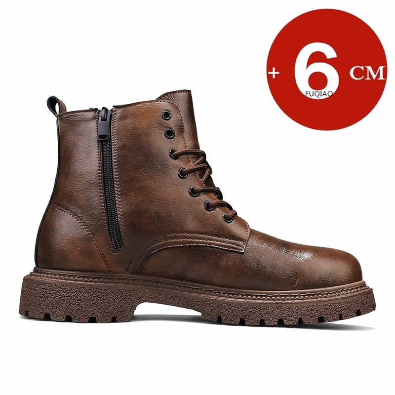 6cm身長アップ効果のあるメンズブーツ、レザー製、アウトドア - Men Shoes Type のレビューと価格