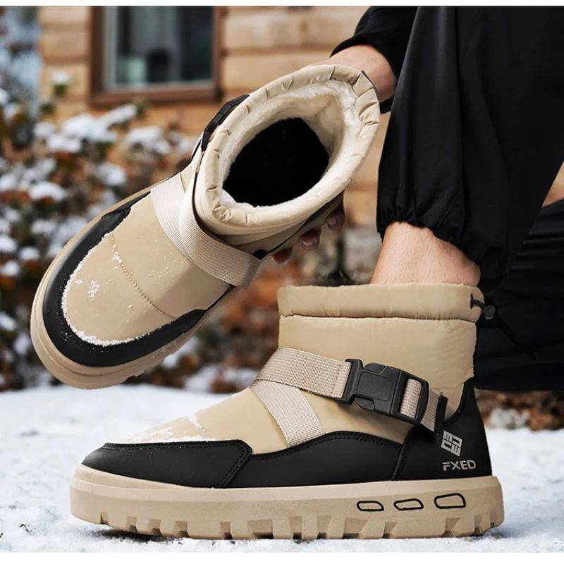 冬用メンズハイカット厚底シューズ滑り止めフリース裏地付き暖か - Men Shoes Online のレビューと価格