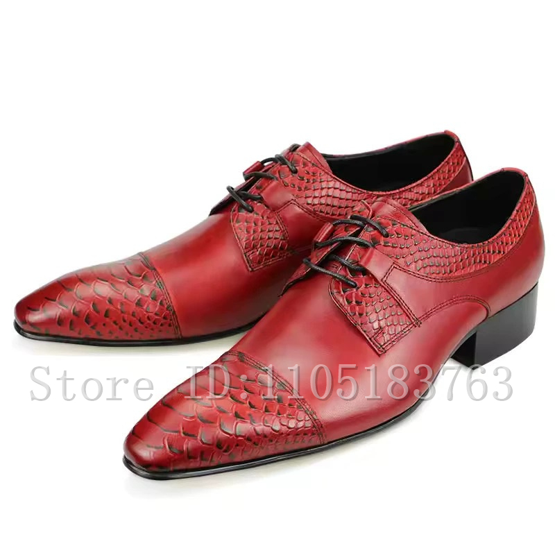 メンズ レッド 本革 オックスフォードシューズ、エレガントな - Men Shoes Elegant のレビューと価格