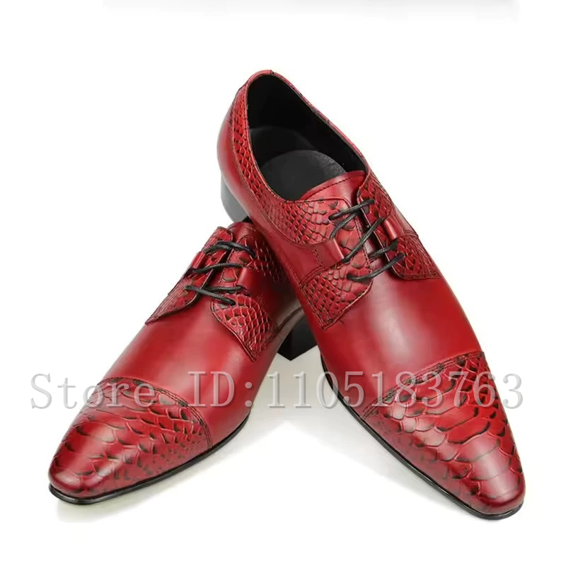 メンズ レッド 本革 オックスフォードシューズ、エレガントな - Men Shoes Elegant のレビューと価格
