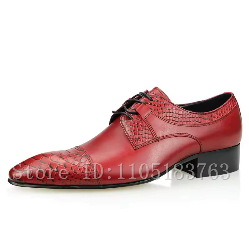 メンズ レッド 本革 オックスフォードシューズ、エレガントな - Men Shoes Elegant のレビューと価格