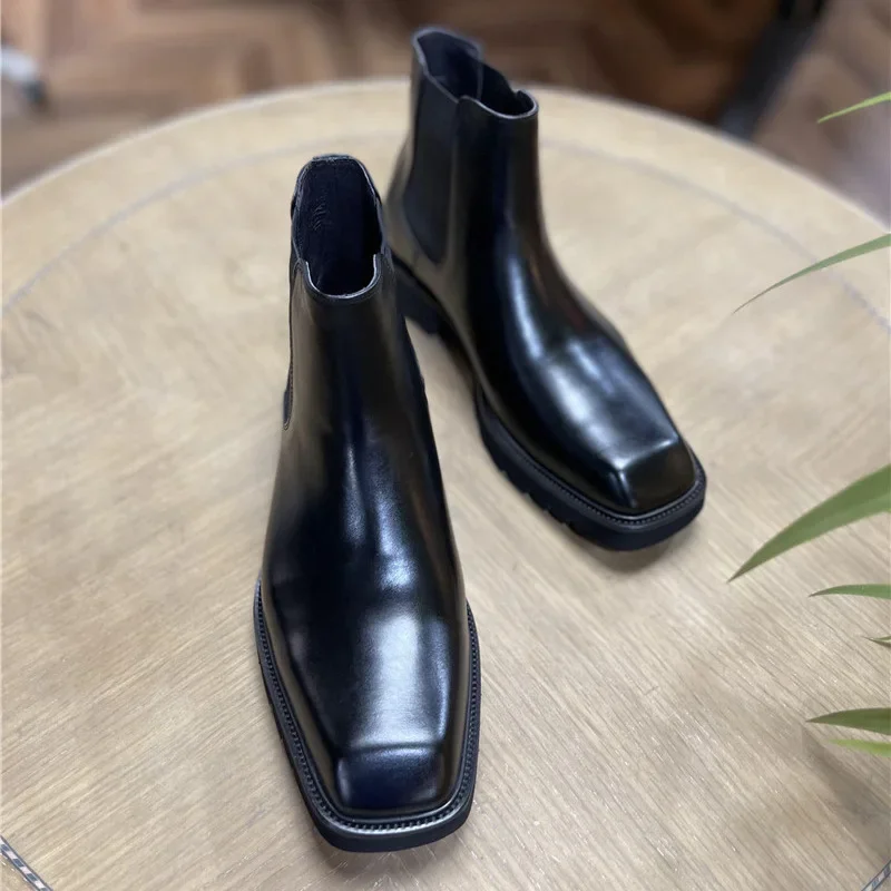 エレガントなメンズ本革ブーツ高級手作り品質秋英国スタイルスリ - Men Shoes Elegant のレビューと価格