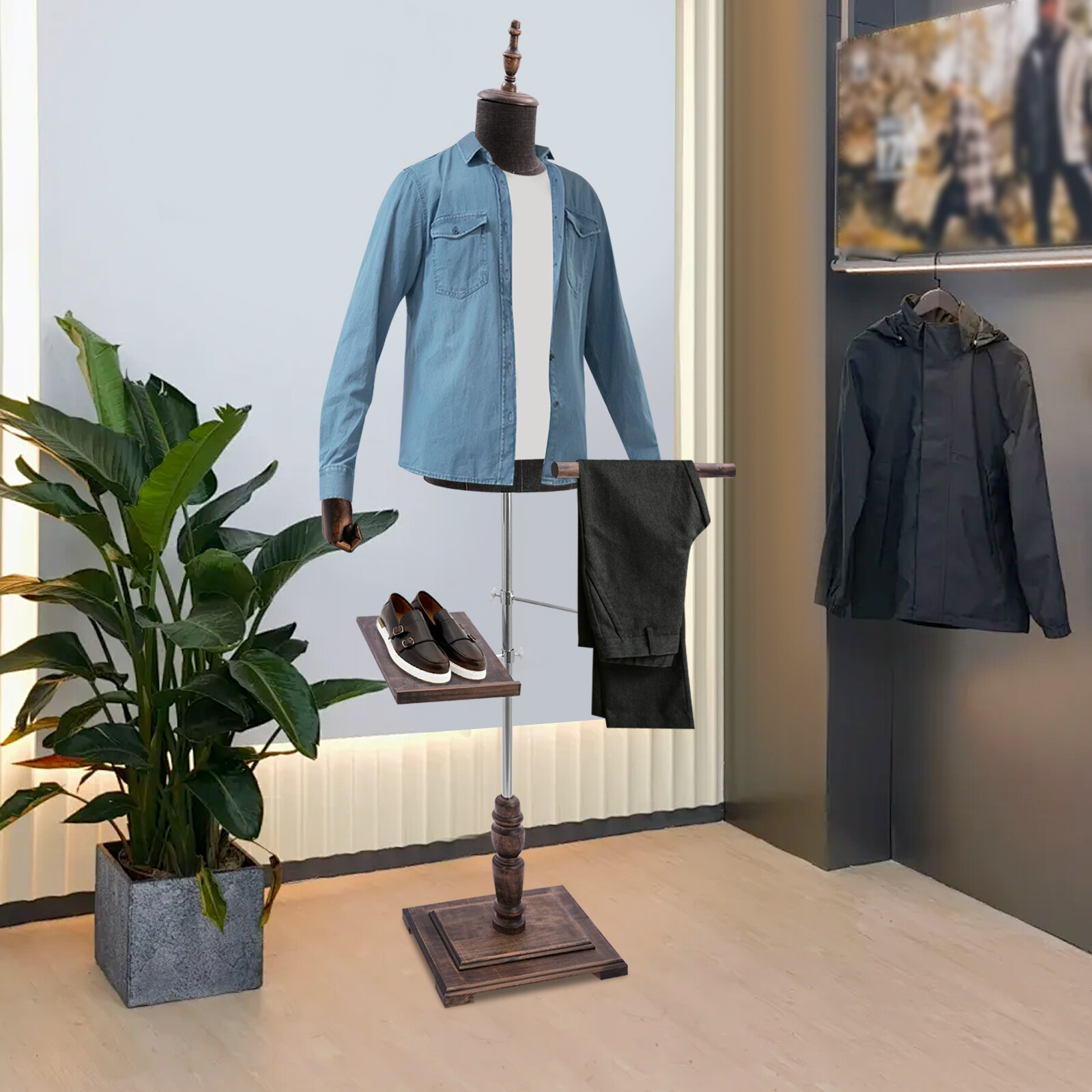 男性マネキン、腕付き、パンツラックと靴スタンド付き、リネンカ - Men Shoes Rack のレビューと価格