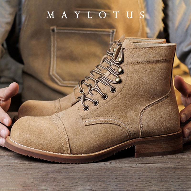 スエードブーツ グッドイヤーウェルト製法 モーターサイクル  - Men Shoes Type のレビューと価格