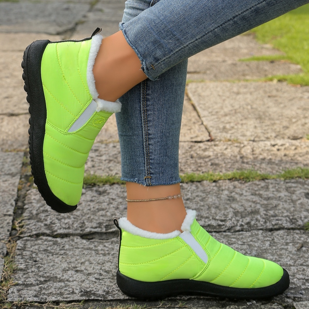メンズファー裏地付き防水スノーブーツ、スリッポン滑り止め暖か - Men Shoes Online のレビューと価格